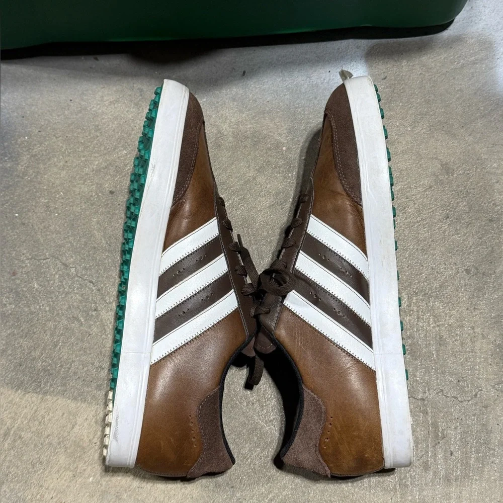 Adidas Adicross Leather Spikeless Golf Shoes Brown/White Men's Size 13 - Picture 8 of 16